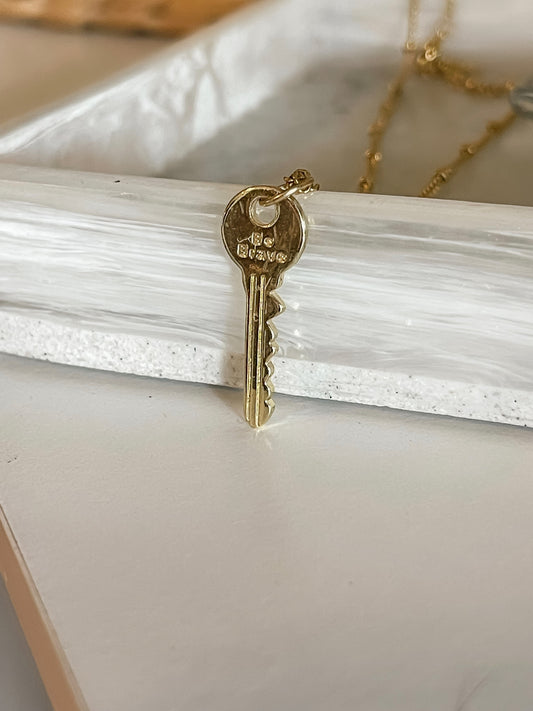 Be brave key necklace