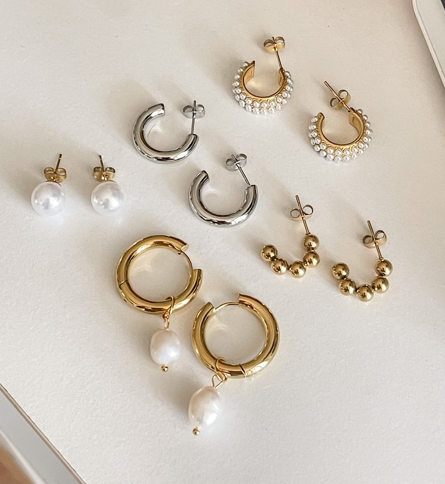 Pearl drop hoops