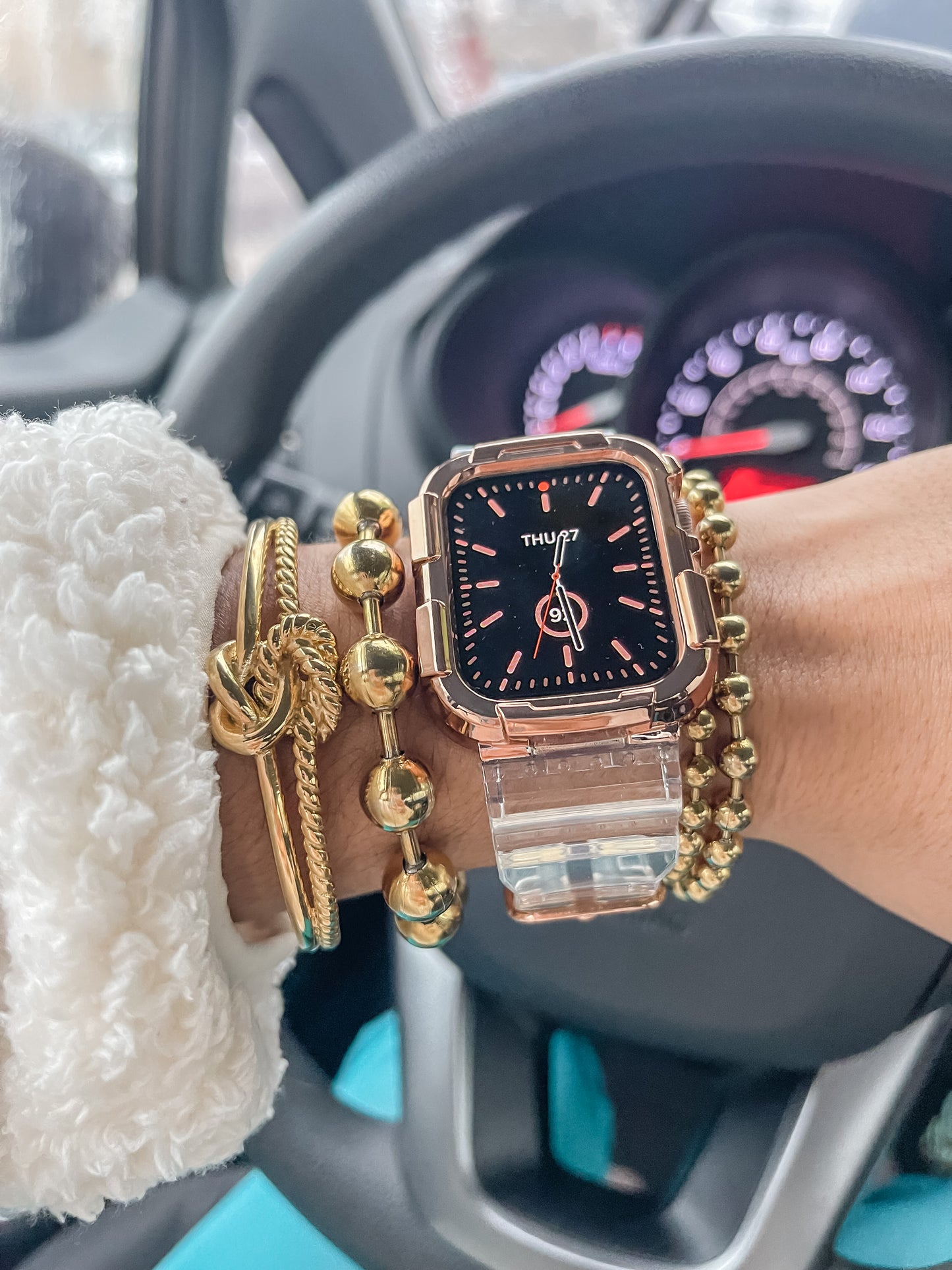 Clear & Rose Gold Apple Watch Band